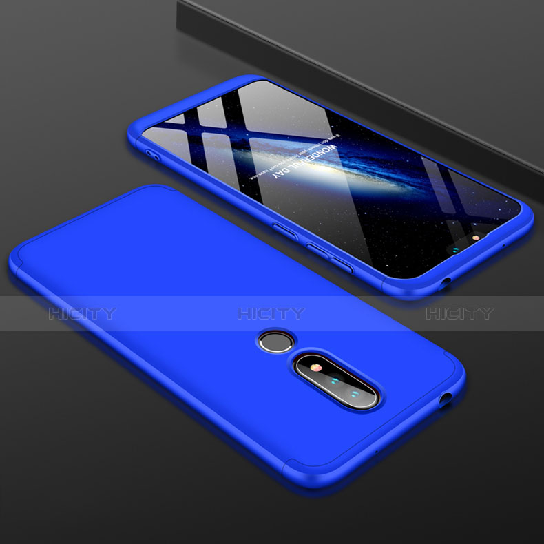 Funda Dura Plastico Rigida Carcasa Mate Frontal y Trasera 360 Grados P01 para Nokia X6 Azul
