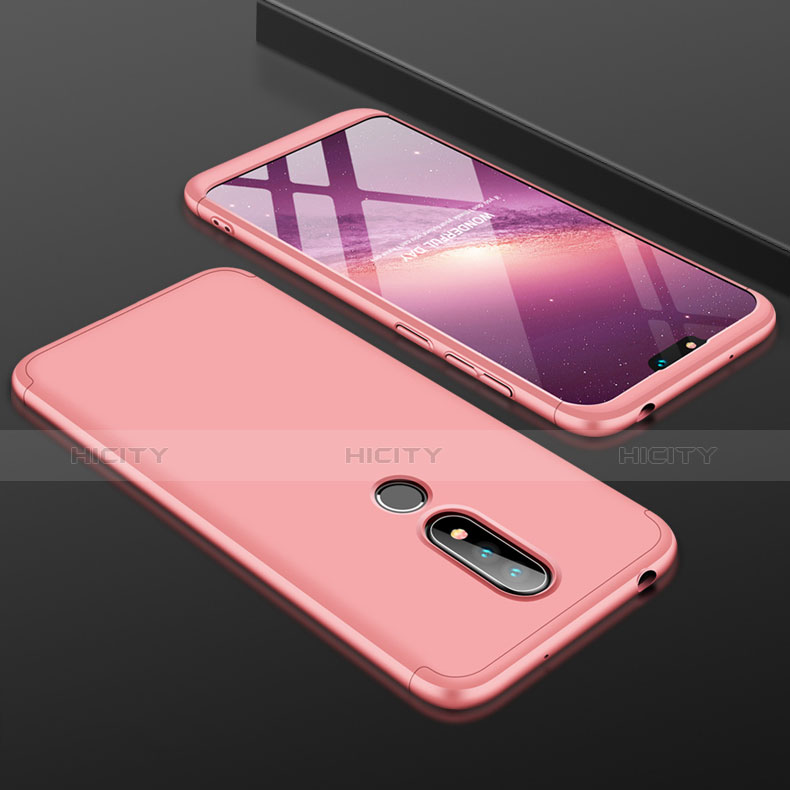 Funda Dura Plastico Rigida Carcasa Mate Frontal y Trasera 360 Grados P01 para Nokia X6 Oro Rosa