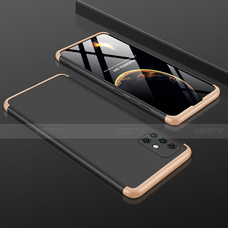 Funda Dura Plastico Rigida Carcasa Mate Frontal y Trasera 360 Grados P01 para Samsung Galaxy A51 5G Oro y Negro