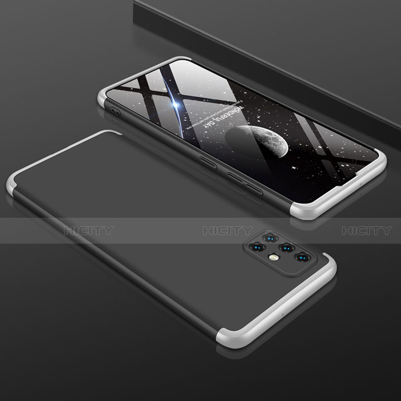 Funda Dura Plastico Rigida Carcasa Mate Frontal y Trasera 360 Grados P01 para Samsung Galaxy A51 5G Plata y Negro