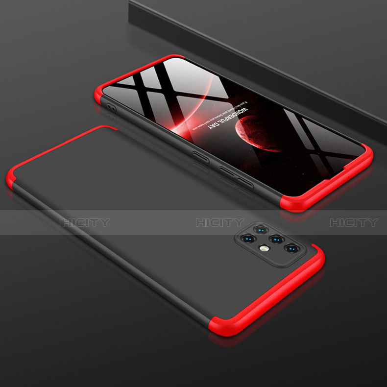 Funda Dura Plastico Rigida Carcasa Mate Frontal y Trasera 360 Grados P01 para Samsung Galaxy A51 5G Rojo y Negro
