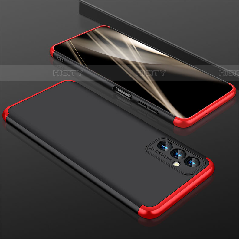 Funda Dura Plastico Rigida Carcasa Mate Frontal y Trasera 360 Grados P01 para Samsung Galaxy F13 4G Rojo y Negro