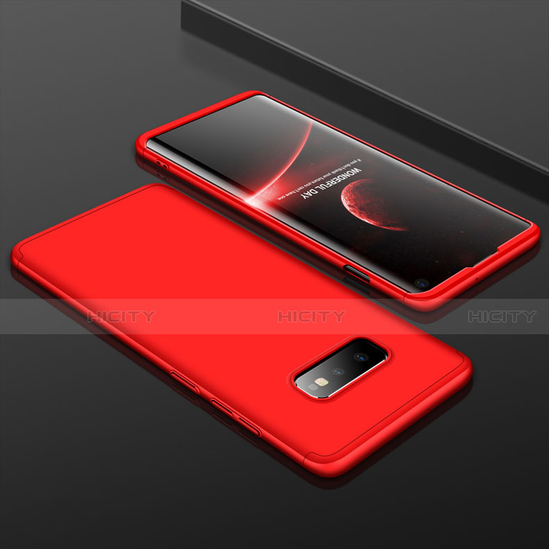 Funda Dura Plastico Rigida Carcasa Mate Frontal y Trasera 360 Grados P01 para Samsung Galaxy S10e Rojo