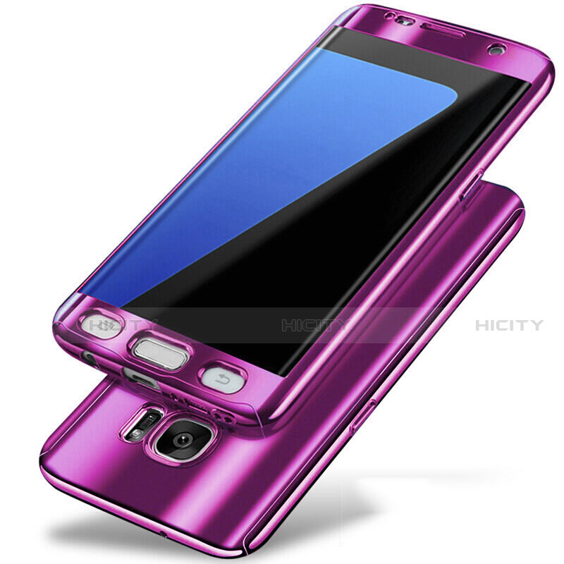 Funda Dura Plastico Rigida Carcasa Mate Frontal y Trasera 360 Grados P01 para Samsung Galaxy S7 Edge G935F Morado
