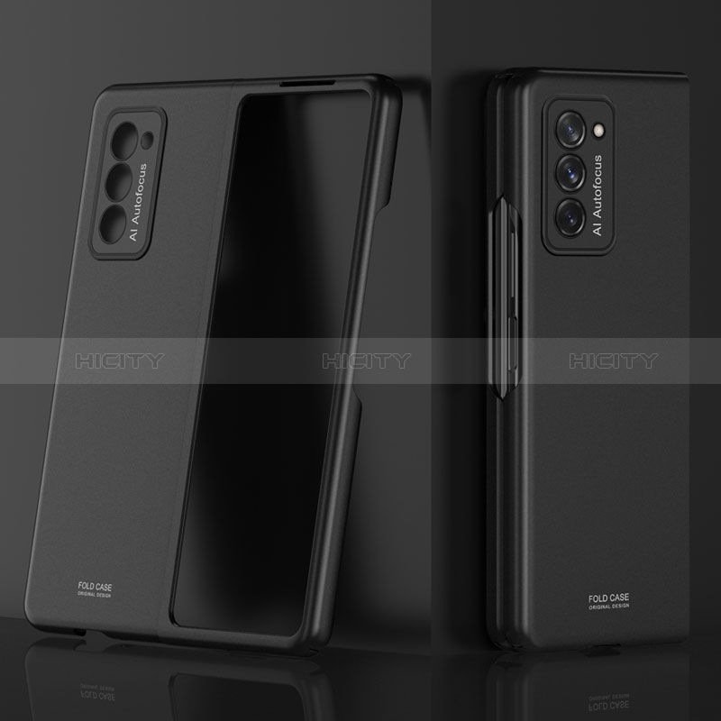 Funda Dura Plastico Rigida Carcasa Mate Frontal y Trasera 360 Grados P01 para Samsung Galaxy Z Fold2 5G Negro