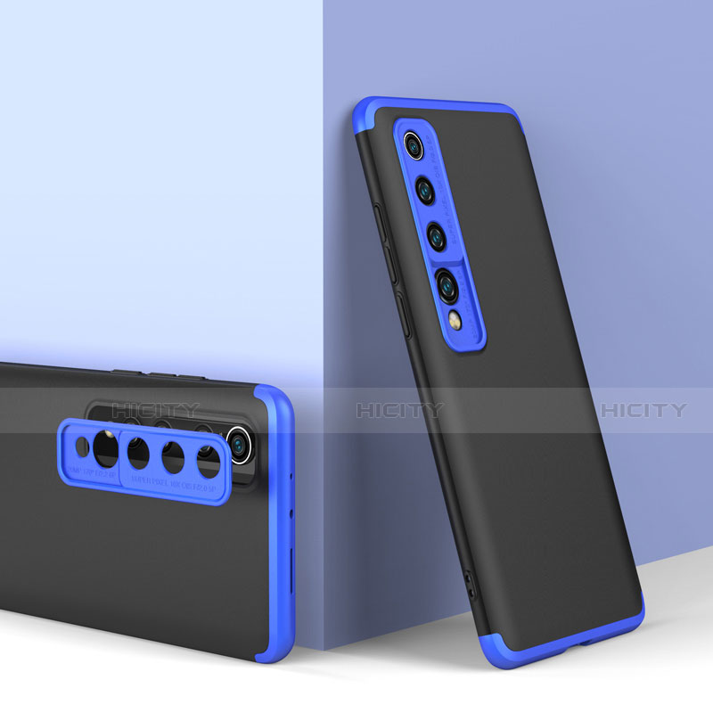 Funda Dura Plastico Rigida Carcasa Mate Frontal y Trasera 360 Grados P01 para Xiaomi Mi 10 Azul y Negro