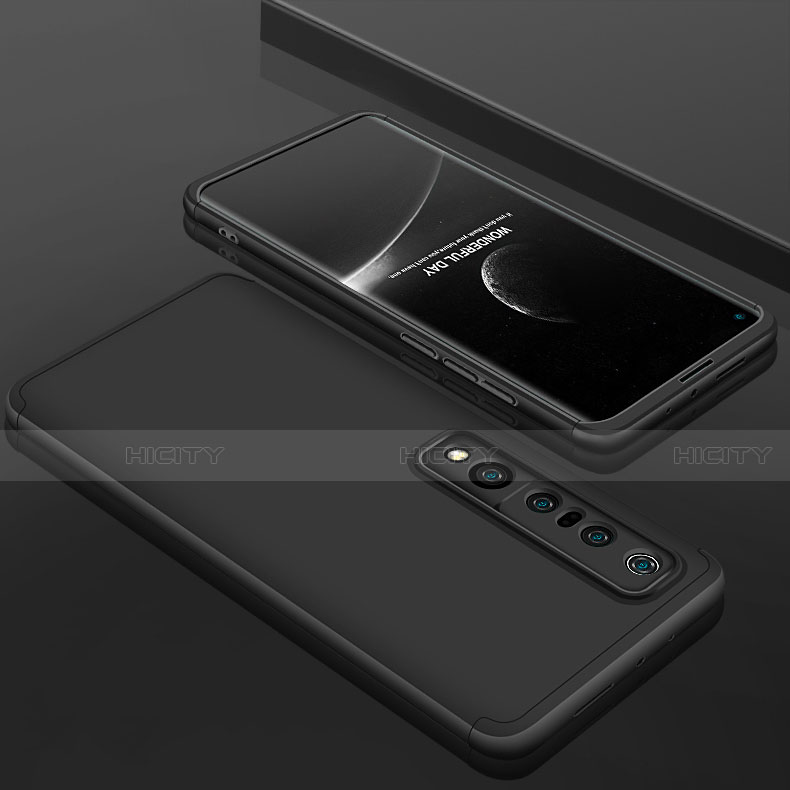 Funda Dura Plastico Rigida Carcasa Mate Frontal y Trasera 360 Grados P01 para Xiaomi Mi 10 Pro Negro