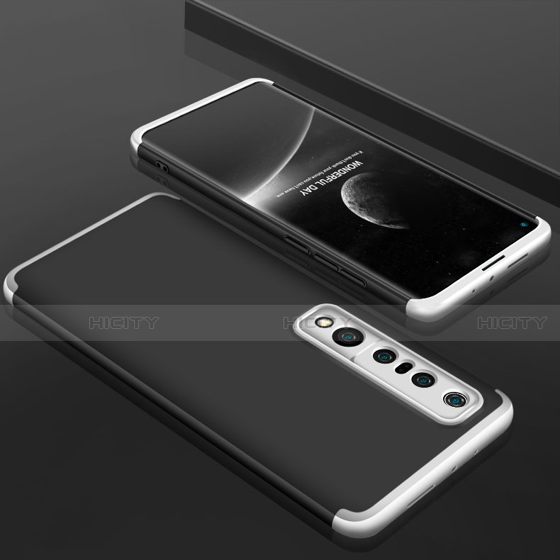 Funda Dura Plastico Rigida Carcasa Mate Frontal y Trasera 360 Grados P01 para Xiaomi Mi 10 Pro Plata y Negro