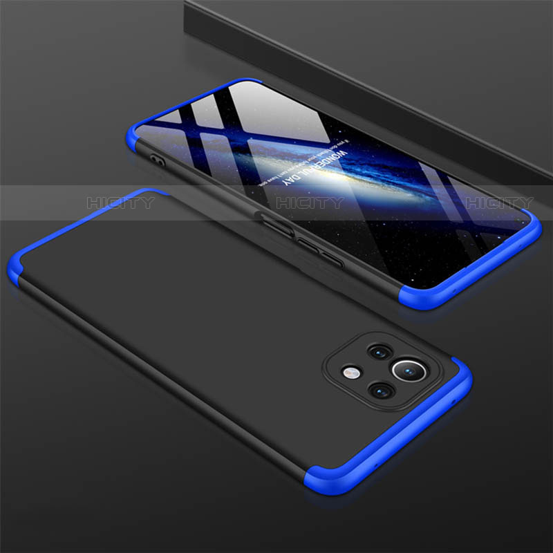 Funda Dura Plastico Rigida Carcasa Mate Frontal y Trasera 360 Grados P01 para Xiaomi Mi 11 5G Azul y Negro