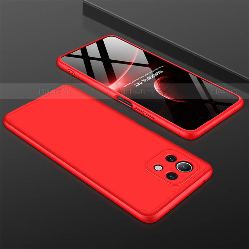 Funda Dura Plastico Rigida Carcasa Mate Frontal y Trasera 360 Grados P01 para Xiaomi Mi 11 5G Rojo