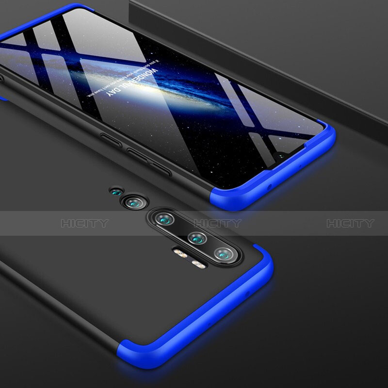 Funda Dura Plastico Rigida Carcasa Mate Frontal y Trasera 360 Grados P01 para Xiaomi Mi Note 10 Pro Azul y Negro