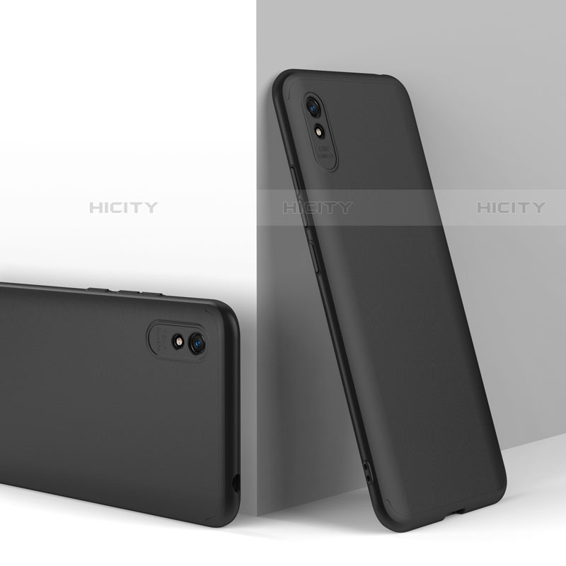 Funda Dura Plastico Rigida Carcasa Mate Frontal y Trasera 360 Grados P01 para Xiaomi Redmi 9AT Negro