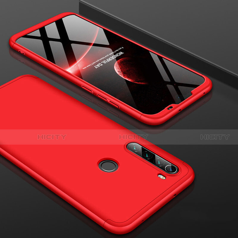 Funda Dura Plastico Rigida Carcasa Mate Frontal y Trasera 360 Grados P01 para Xiaomi Redmi Note 8 (2021) Rojo