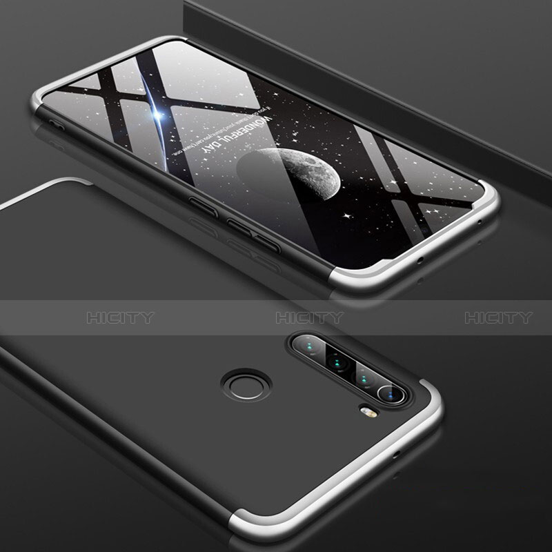 Funda Dura Plastico Rigida Carcasa Mate Frontal y Trasera 360 Grados P01 para Xiaomi Redmi Note 8T Plata y Negro