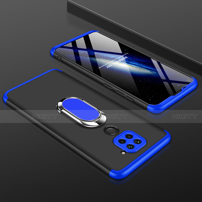 Funda Dura Plastico Rigida Carcasa Mate Frontal y Trasera 360 Grados P01 para Xiaomi Redmi Note 9 Azul y Negro