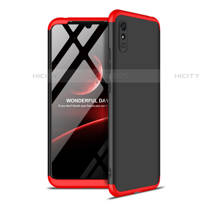 Funda Dura Plastico Rigida Carcasa Mate Frontal y Trasera 360 Grados P02 para Xiaomi Redmi 9AT Rojo y Negro