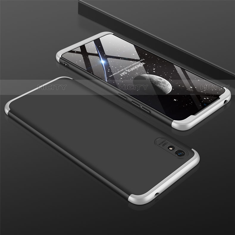 Funda Dura Plastico Rigida Carcasa Mate Frontal y Trasera 360 Grados P03 para Xiaomi Redmi 9A Plata y Negro