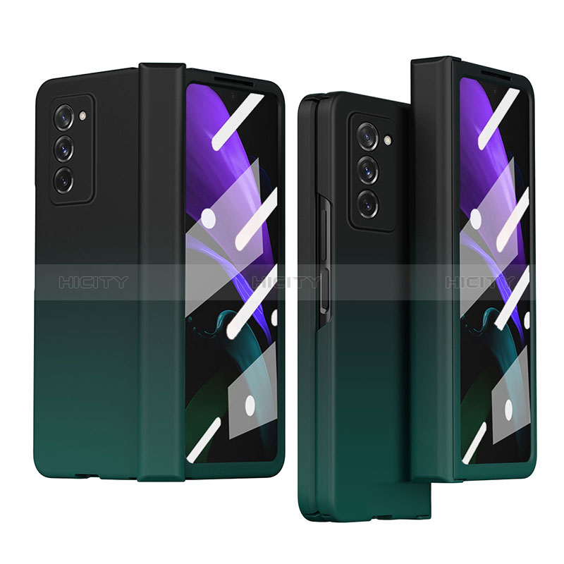 Funda Dura Plastico Rigida Carcasa Mate Frontal y Trasera 360 Grados P04 para Samsung Galaxy Z Fold2 5G Verde Noche