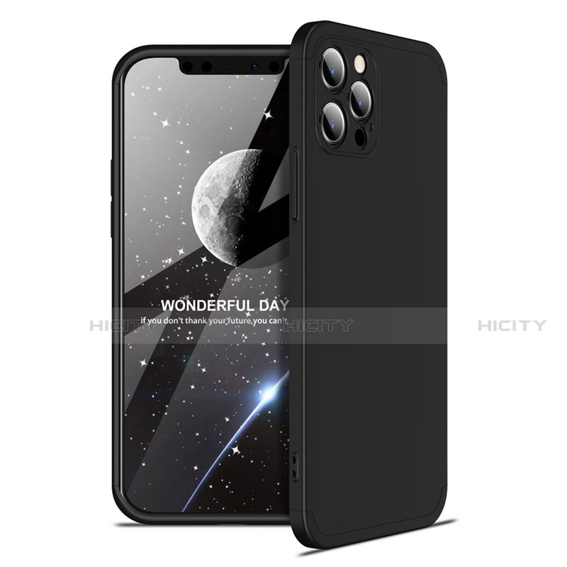 Funda Dura Plastico Rigida Carcasa Mate Frontal y Trasera 360 Grados para Apple iPhone 12 Pro Negro