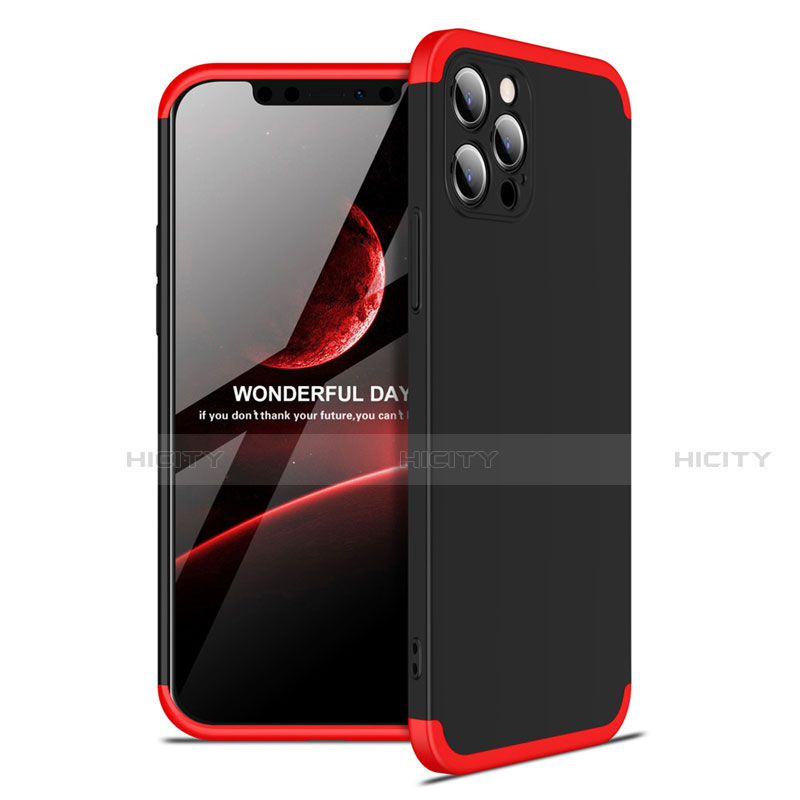 Funda Dura Plastico Rigida Carcasa Mate Frontal y Trasera 360 Grados para Apple iPhone 12 Pro Rojo y Negro