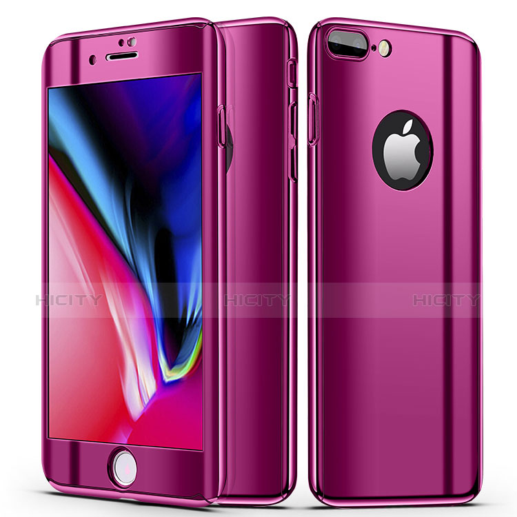 Funda Dura Plastico Rigida Carcasa Mate Frontal y Trasera 360 Grados para Apple iPhone 8 Plus Morado