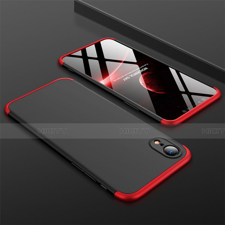 Funda Dura Plastico Rigida Carcasa Mate Frontal y Trasera 360 Grados para Apple iPhone XR Rojo y Negro