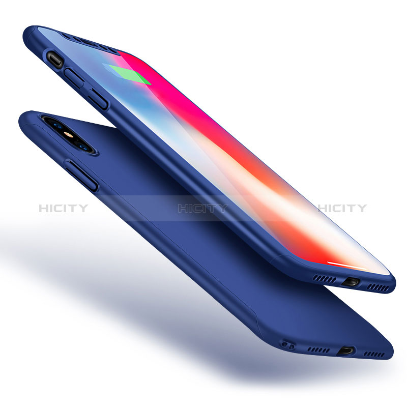 Funda Dura Plastico Rigida Carcasa Mate Frontal y Trasera 360 Grados para Apple iPhone Xs Max Azul