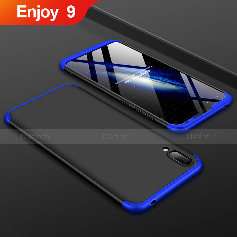 Funda Dura Plastico Rigida Carcasa Mate Frontal y Trasera 360 Grados para Huawei Enjoy 9 Azul y Negro