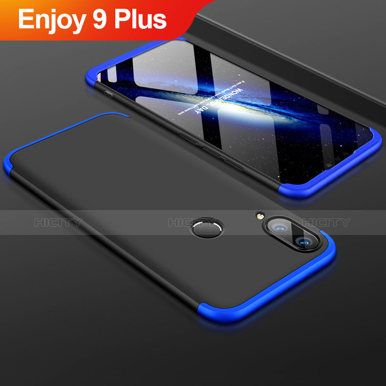 Funda Dura Plastico Rigida Carcasa Mate Frontal y Trasera 360 Grados para Huawei Enjoy 9 Plus Azul y Negro