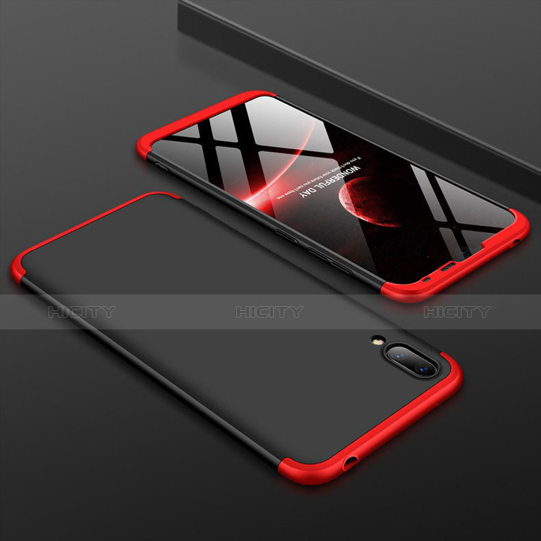 Funda Dura Plastico Rigida Carcasa Mate Frontal y Trasera 360 Grados para Huawei Enjoy 9 Rojo y Negro