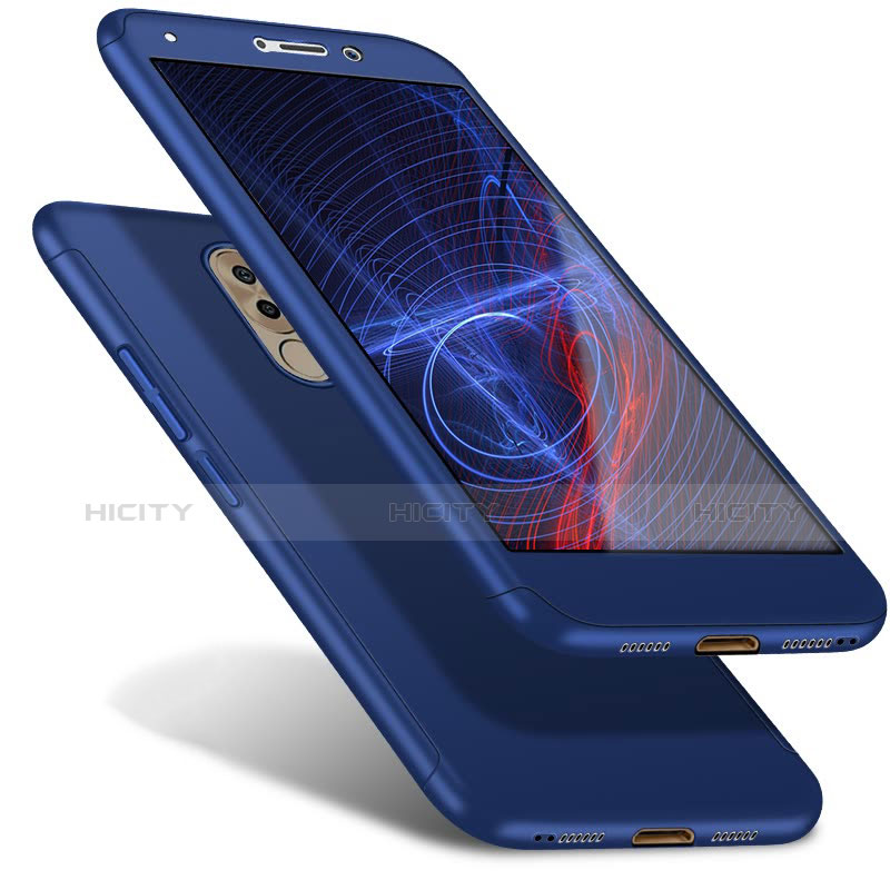 Funda Dura Plastico Rigida Carcasa Mate Frontal y Trasera 360 Grados para Huawei Honor 6X Pro Azul
