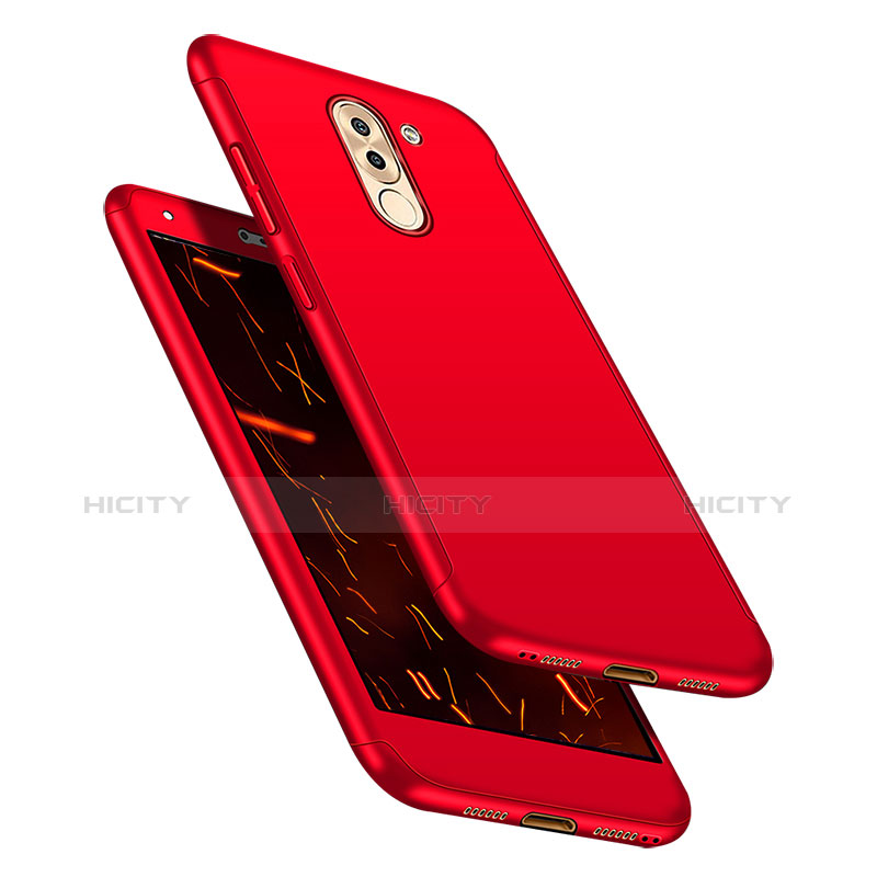 Funda Dura Plastico Rigida Carcasa Mate Frontal y Trasera 360 Grados para Huawei Honor 6X Pro Rojo