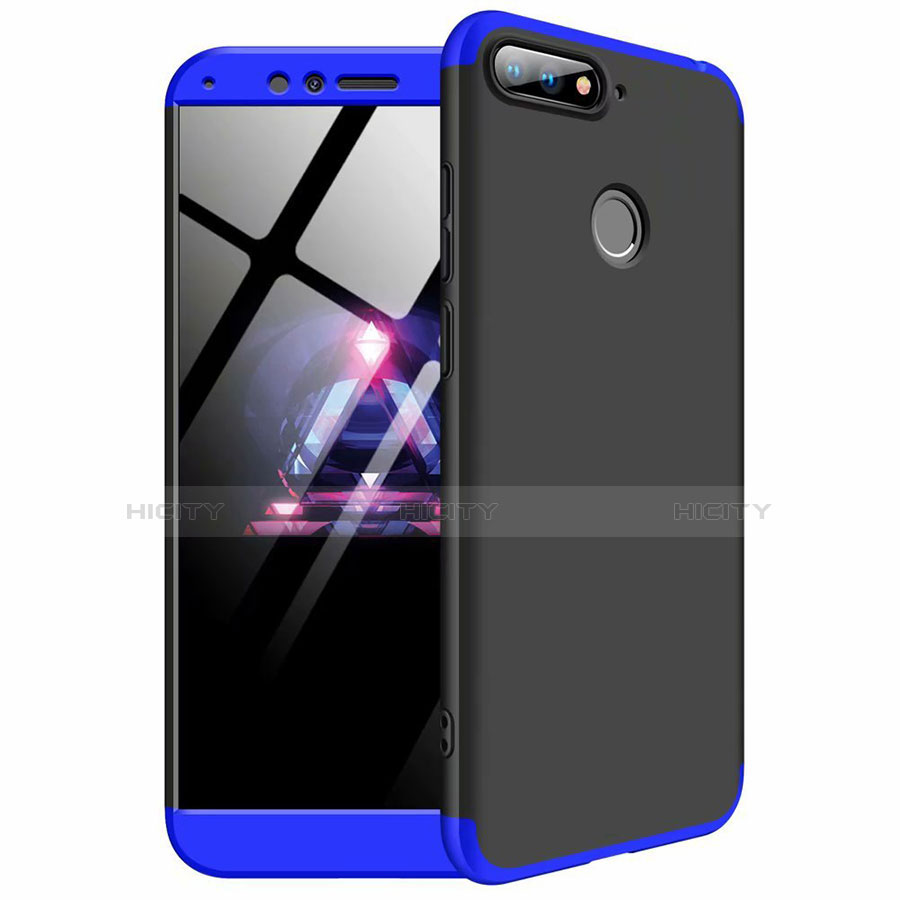 Funda Dura Plastico Rigida Carcasa Mate Frontal y Trasera 360 Grados para Huawei Honor 7A Azul y Negro