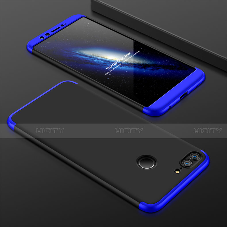 Funda Dura Plastico Rigida Carcasa Mate Frontal y Trasera 360 Grados para Huawei Honor 9 Lite Azul y Negro