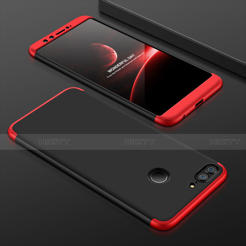 Funda Dura Plastico Rigida Carcasa Mate Frontal y Trasera 360 Grados para Huawei Honor 9 Lite Rojo y Negro