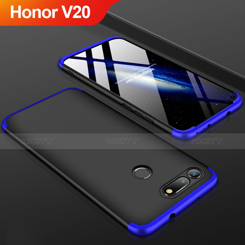 Funda Dura Plastico Rigida Carcasa Mate Frontal y Trasera 360 Grados para Huawei Honor V20 Azul y Negro