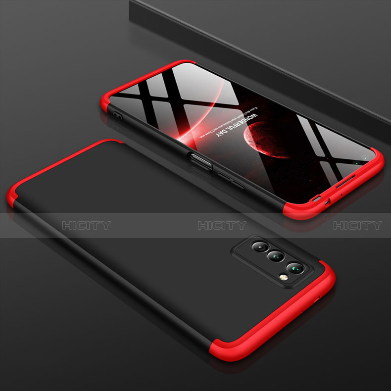Funda Dura Plastico Rigida Carcasa Mate Frontal y Trasera 360 Grados para Huawei Honor View 30 Pro 5G Rojo y Negro