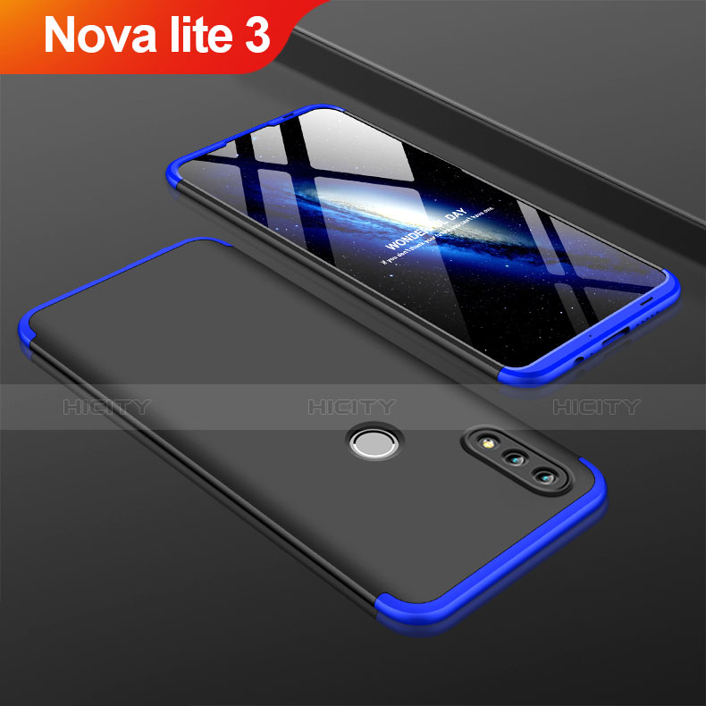 Funda Dura Plastico Rigida Carcasa Mate Frontal y Trasera 360 Grados para Huawei Nova Lite 3 Azul y Negro