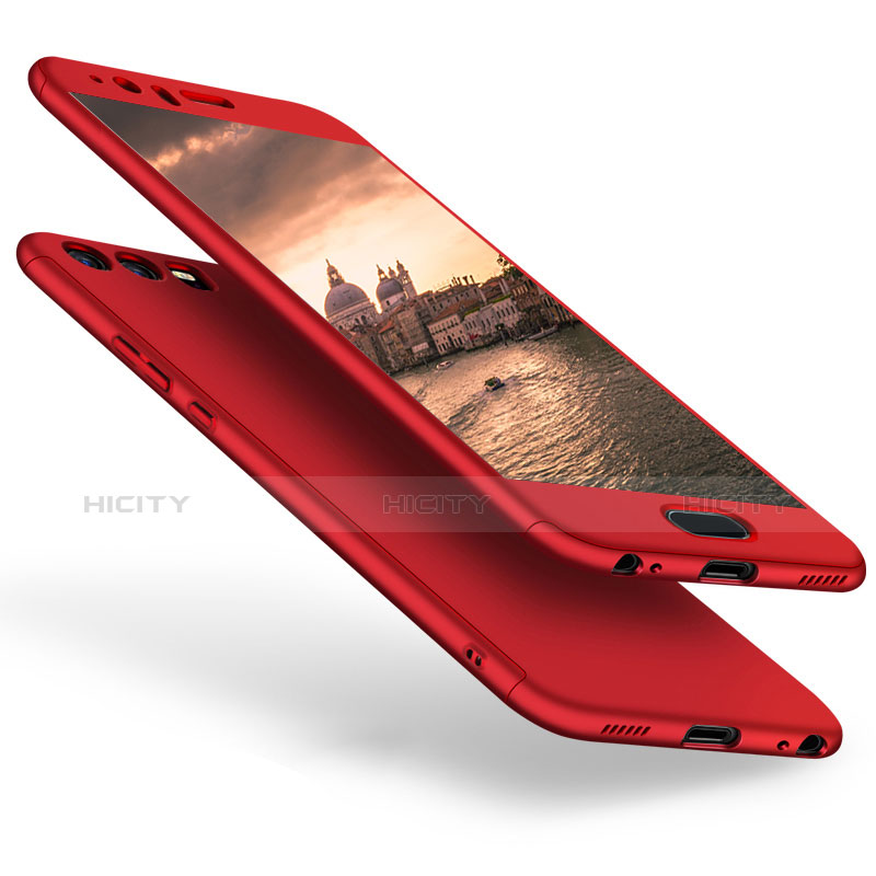 Funda Dura Plastico Rigida Carcasa Mate Frontal y Trasera 360 Grados para Huawei P10 Plus Rojo