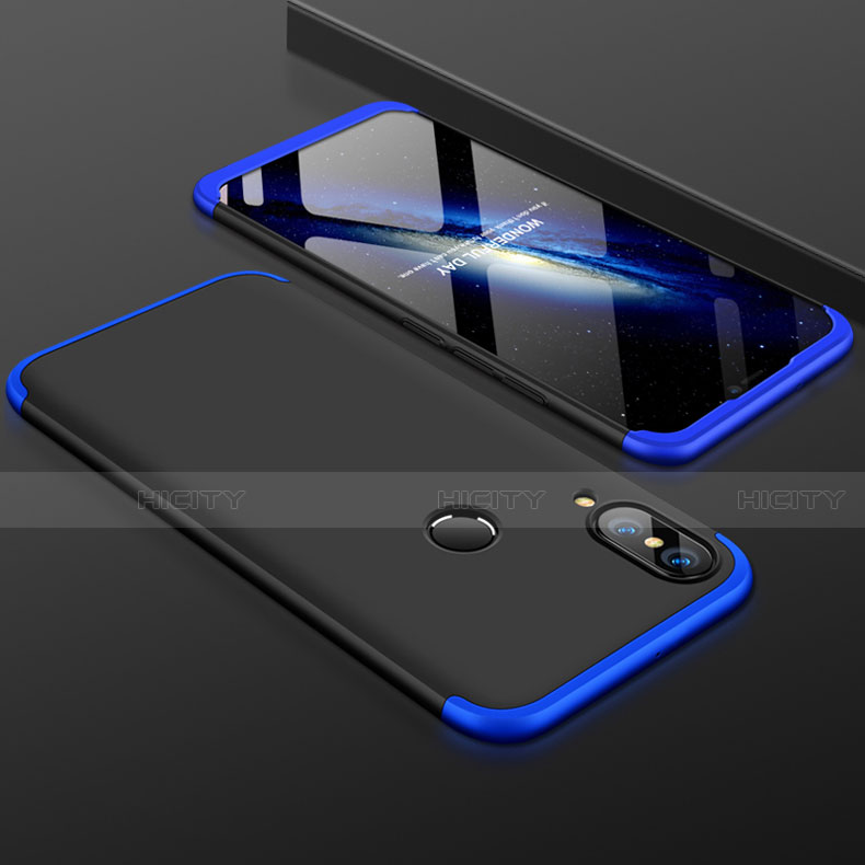 Funda Dura Plastico Rigida Carcasa Mate Frontal y Trasera 360 Grados para Huawei P20 Lite Azul y Negro