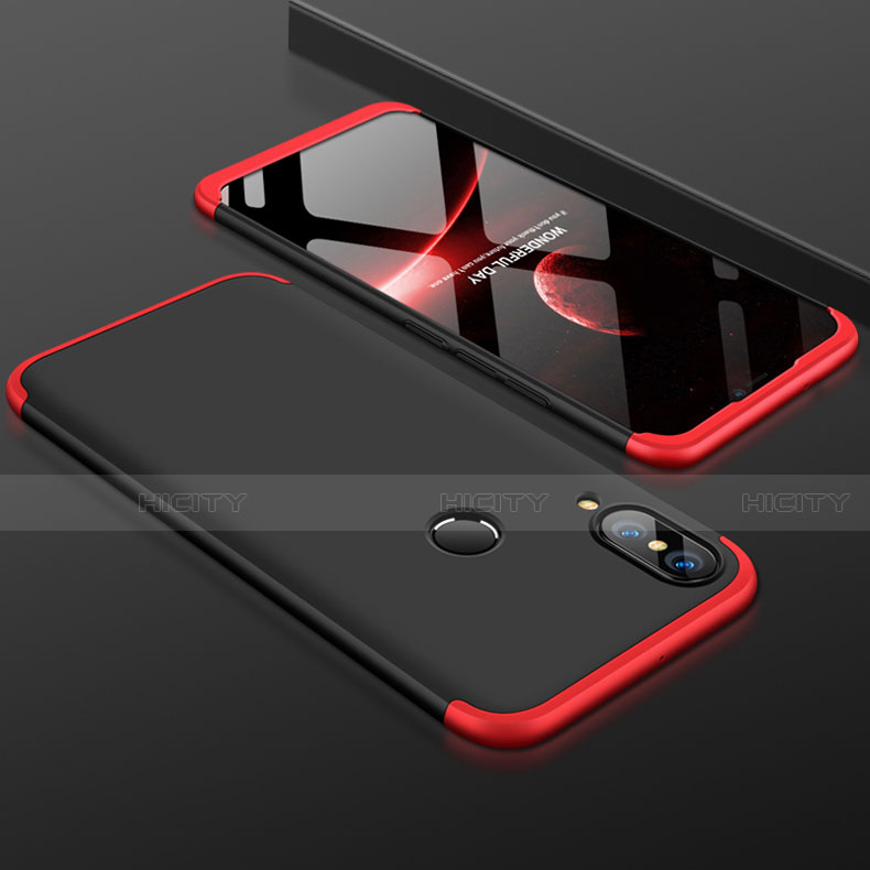 Funda Dura Plastico Rigida Carcasa Mate Frontal y Trasera 360 Grados para Huawei P20 Lite Rojo y Negro
