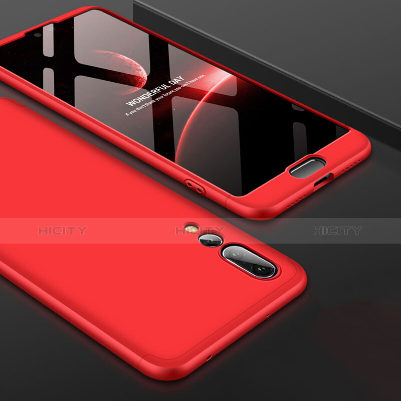 Funda Dura Plastico Rigida Carcasa Mate Frontal y Trasera 360 Grados para Huawei P20 Pro Rojo