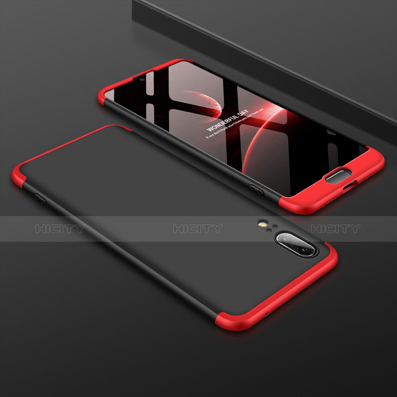 Funda Dura Plastico Rigida Carcasa Mate Frontal y Trasera 360 Grados para Huawei P20 Rojo y Negro