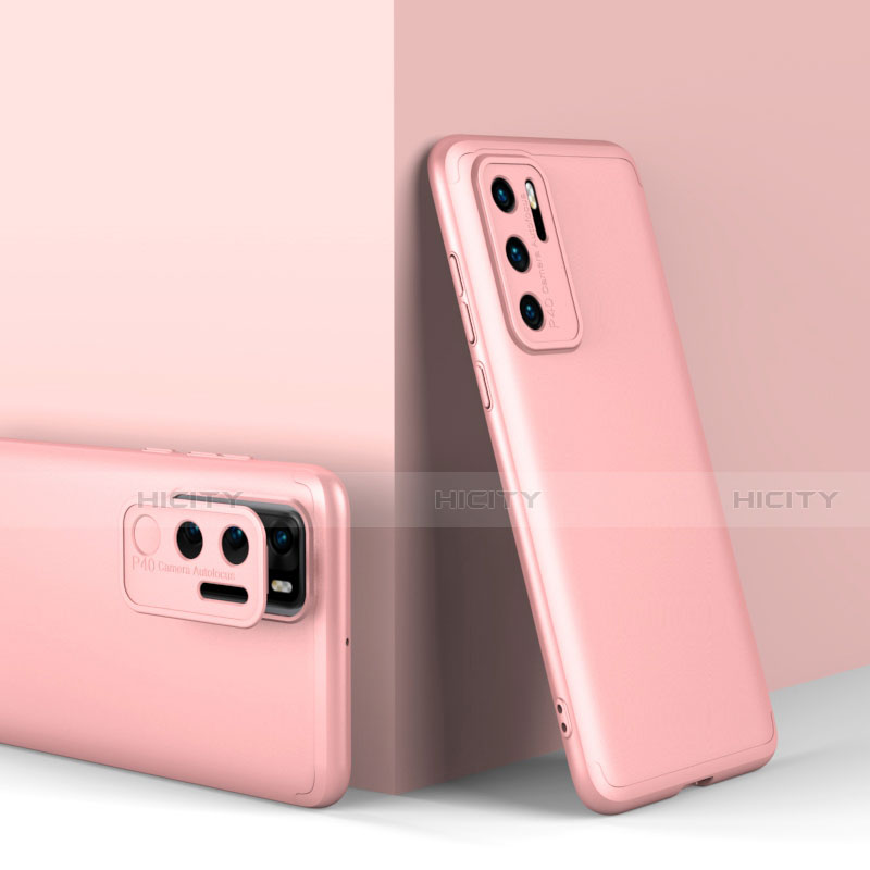 Funda Dura Plastico Rigida Carcasa Mate Frontal y Trasera 360 Grados para Huawei P40 Oro Rosa