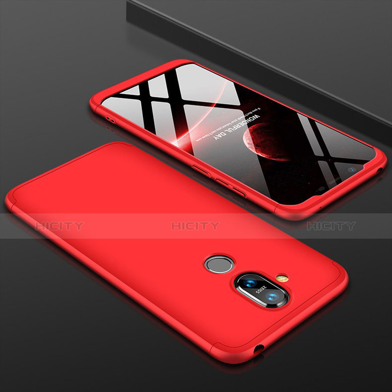 Funda Dura Plastico Rigida Carcasa Mate Frontal y Trasera 360 Grados para Nokia 7.1 Plus Rojo