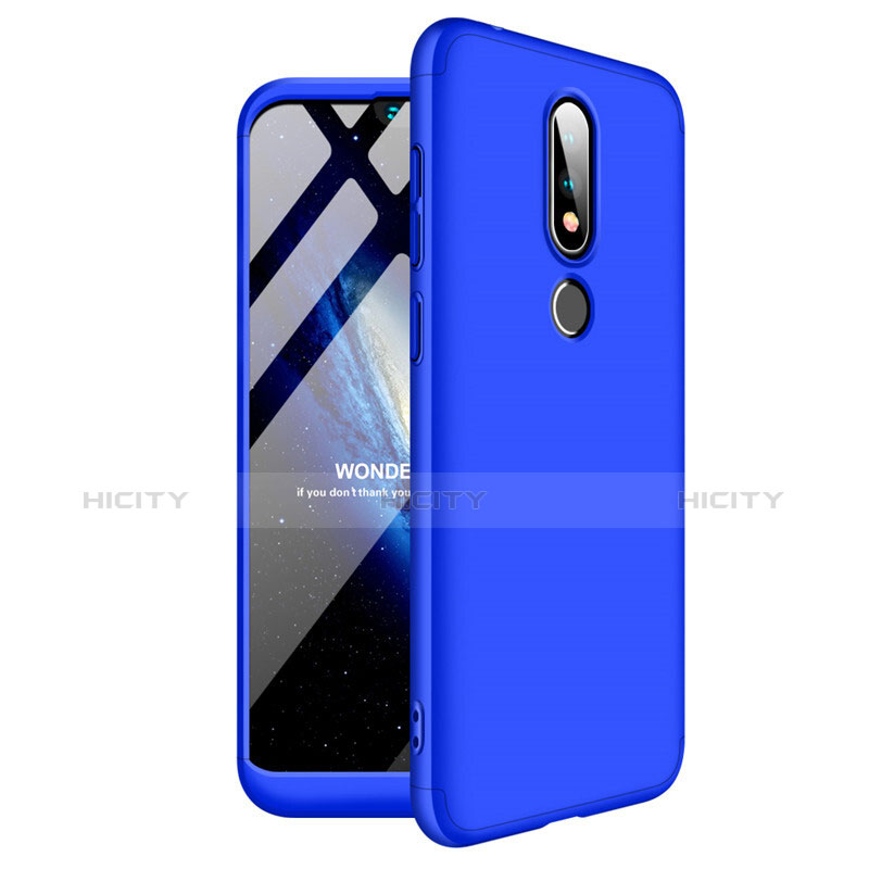 Funda Dura Plastico Rigida Carcasa Mate Frontal y Trasera 360 Grados para Nokia X6 Azul