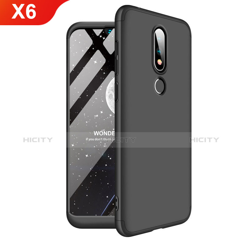 Funda Dura Plastico Rigida Carcasa Mate Frontal y Trasera 360 Grados para Nokia X6 Negro