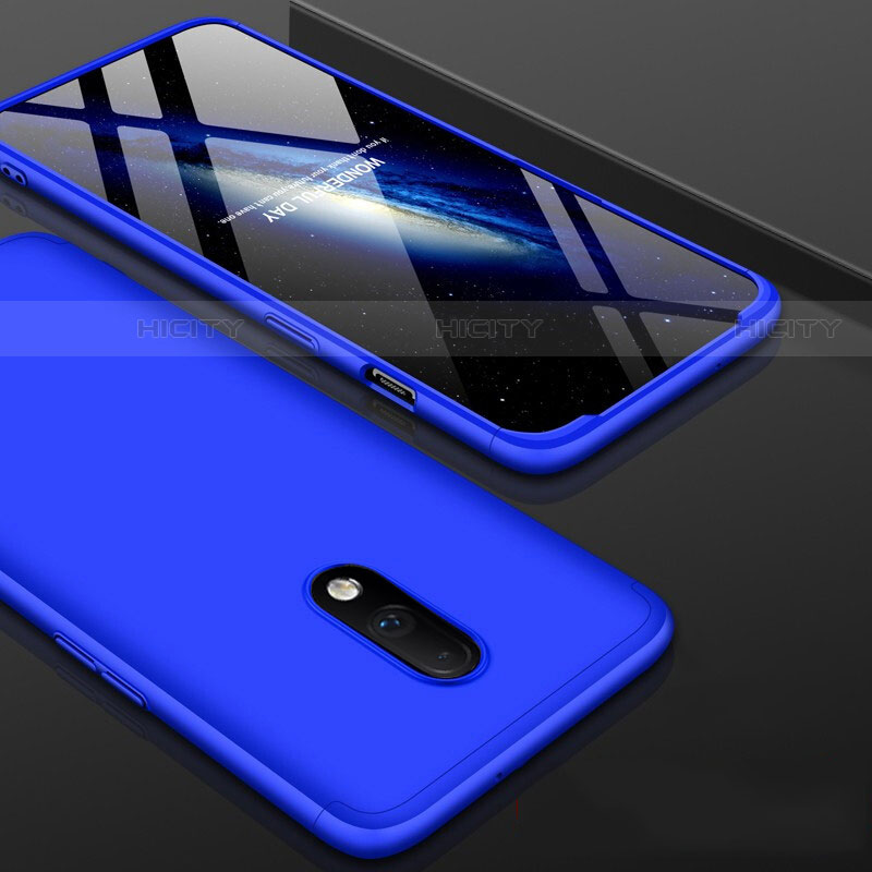 Funda Dura Plastico Rigida Carcasa Mate Frontal y Trasera 360 Grados para OnePlus 7 Azul