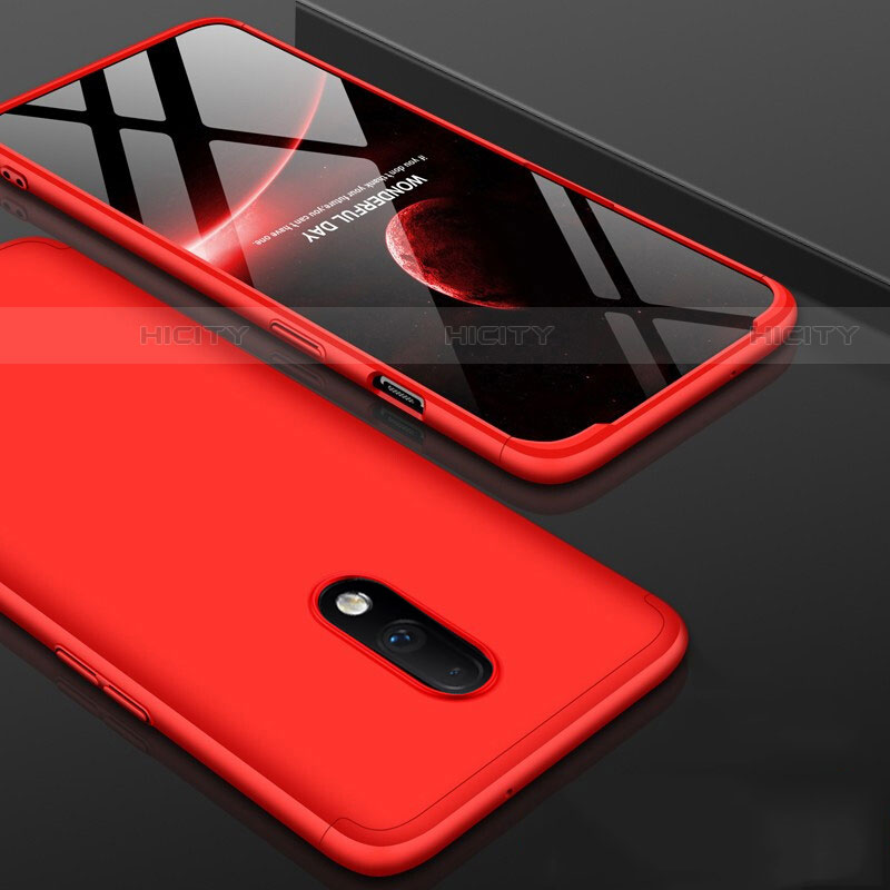 Funda Dura Plastico Rigida Carcasa Mate Frontal y Trasera 360 Grados para OnePlus 7 Rojo