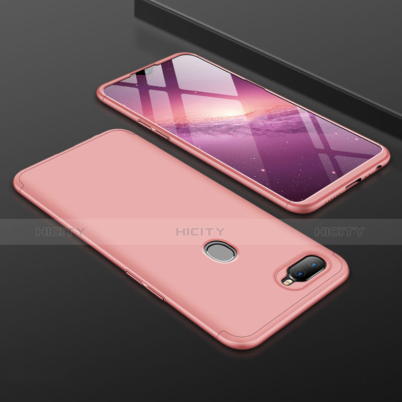 Funda Dura Plastico Rigida Carcasa Mate Frontal y Trasera 360 Grados para Oppo AX7 Oro Rosa